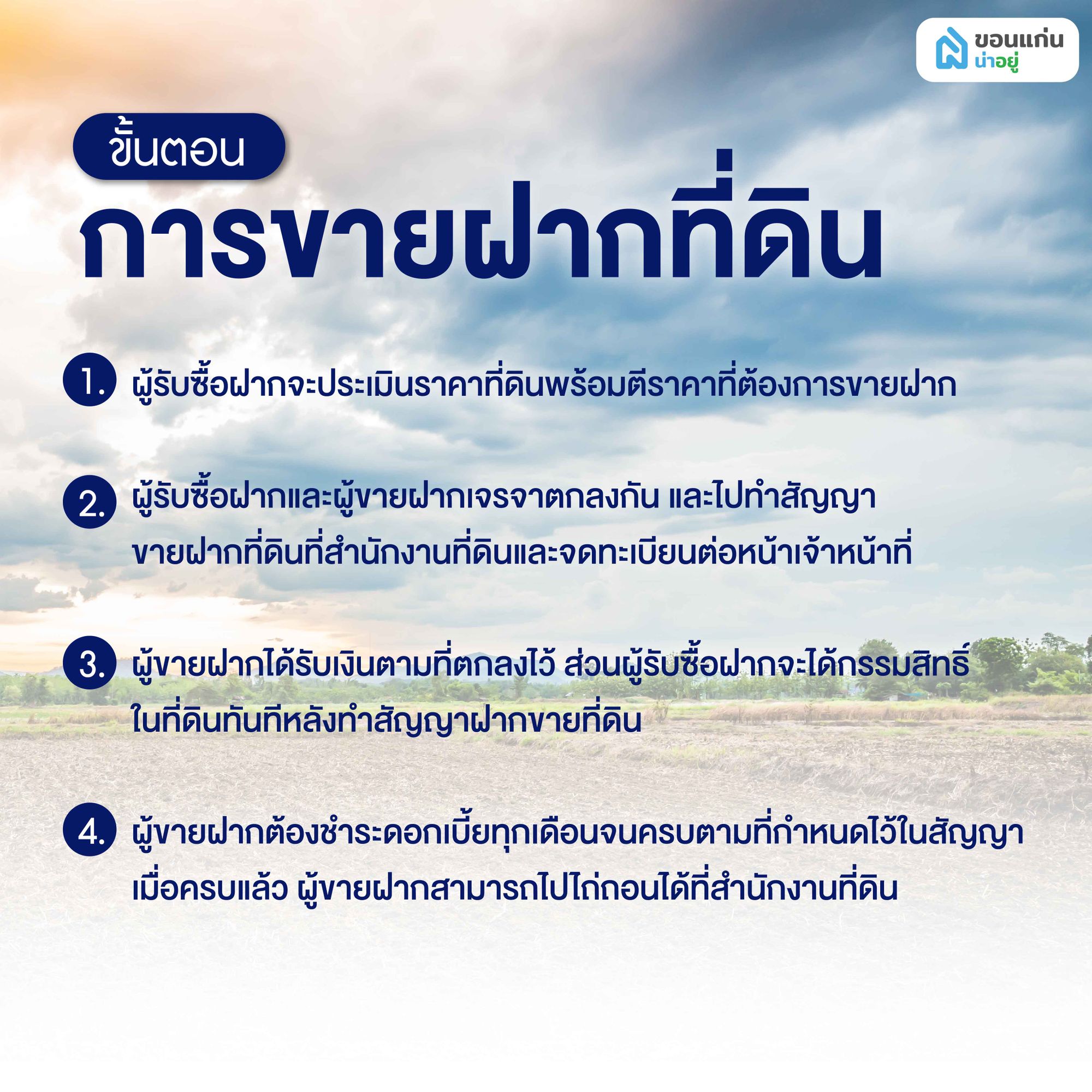 ขั้นตอนการขายฝากที่ดิน